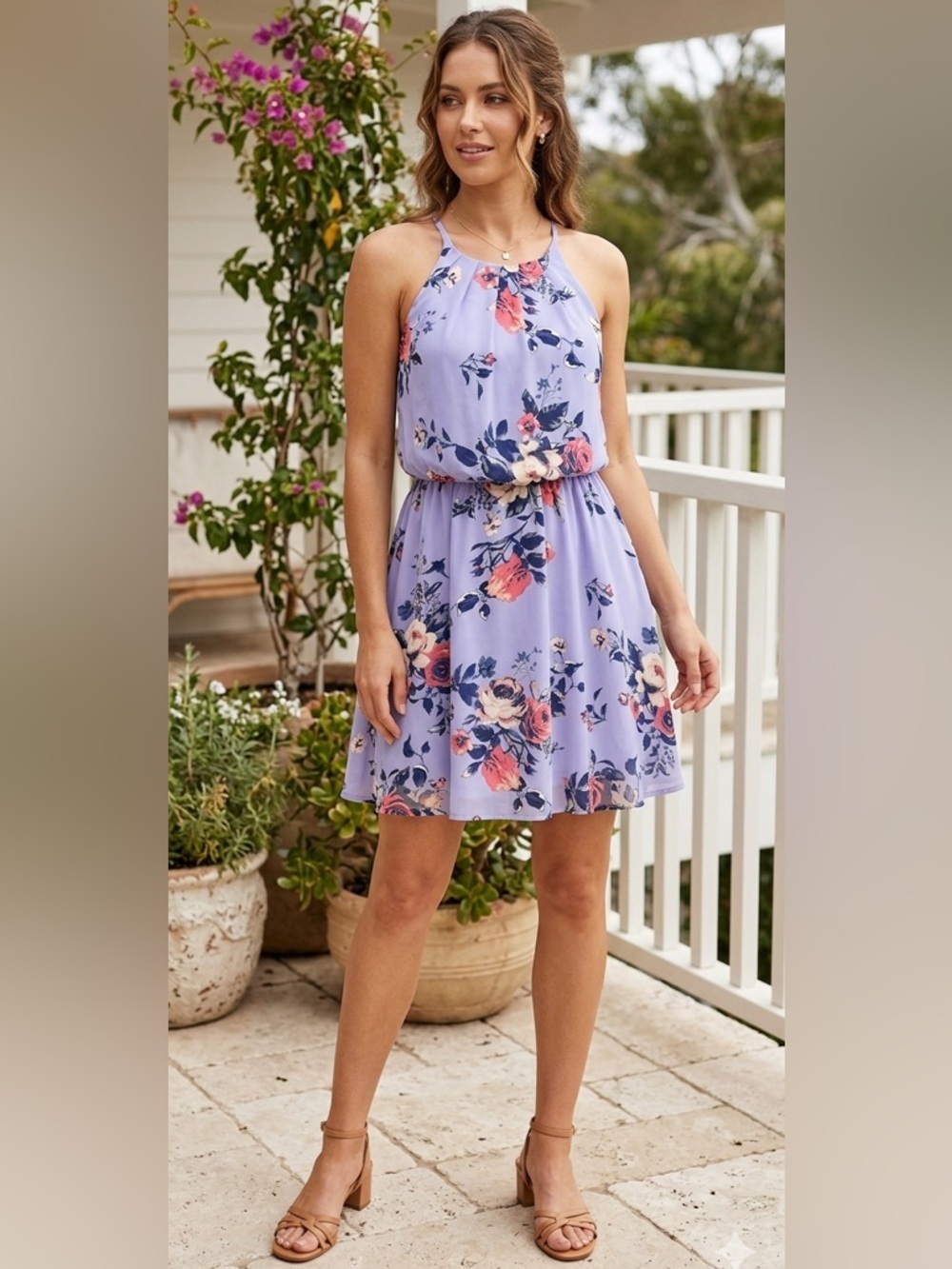 ARDENE, Lilac Floral Short Summer Dress, Size Medium
